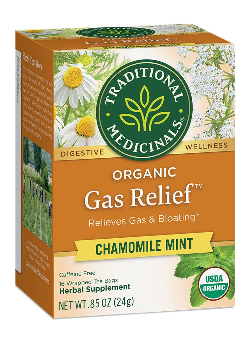 Traditional Medicinals Organic Gas Relief, Chamomile Mint, Caffeine Free, 16 Tea Bags - Image 1